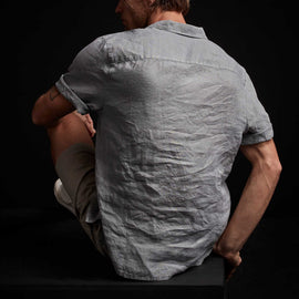 Rolled Sleeve Linen Shirt - Breeze Pigment