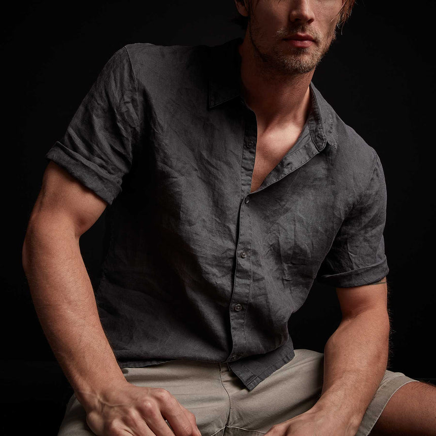 Rolled Sleeve Linen Shirt - Magma Pigment
