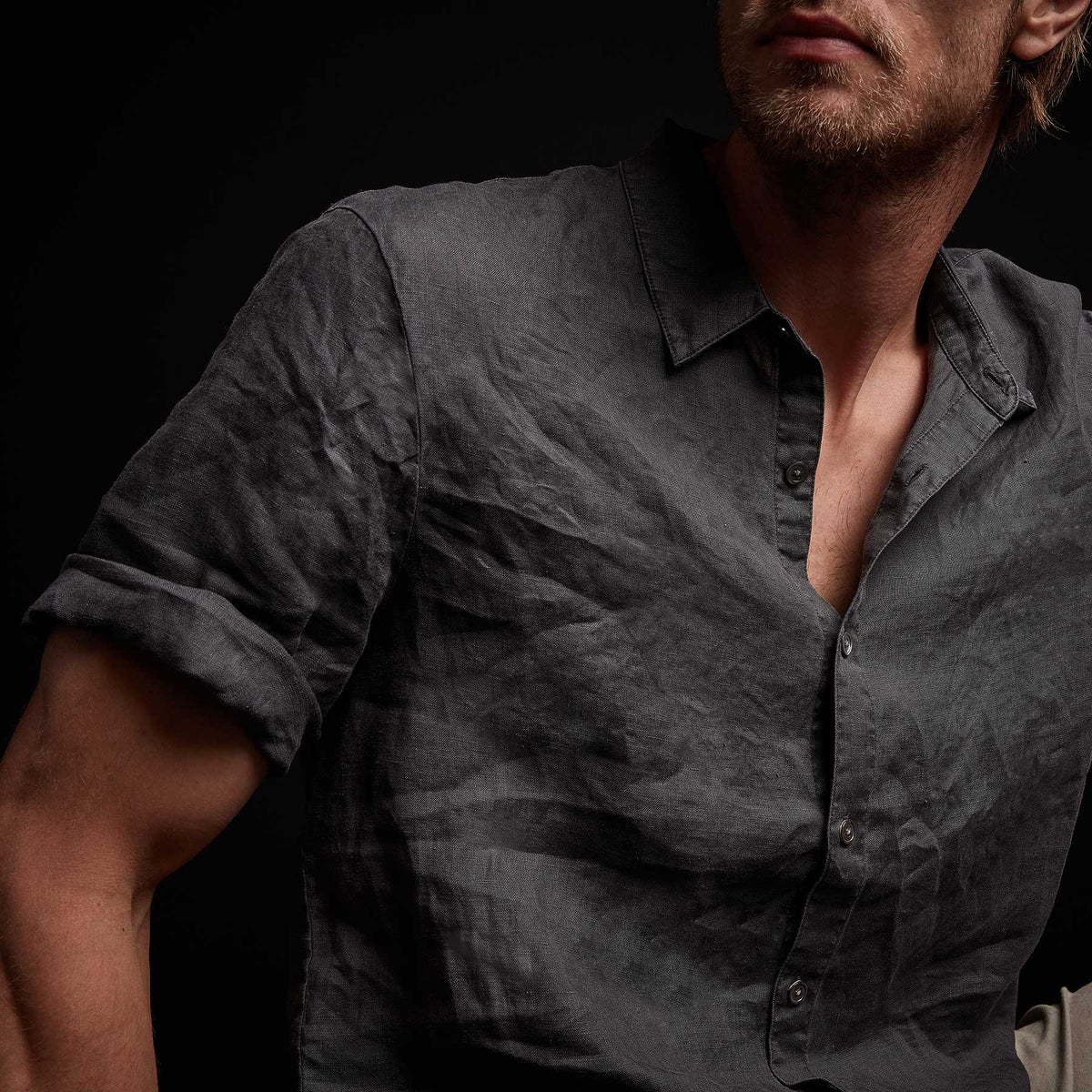 Rolled Sleeve Linen Shirt - Magma Pigment