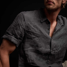 Rolled Sleeve Linen Shirt - Magma Pigment