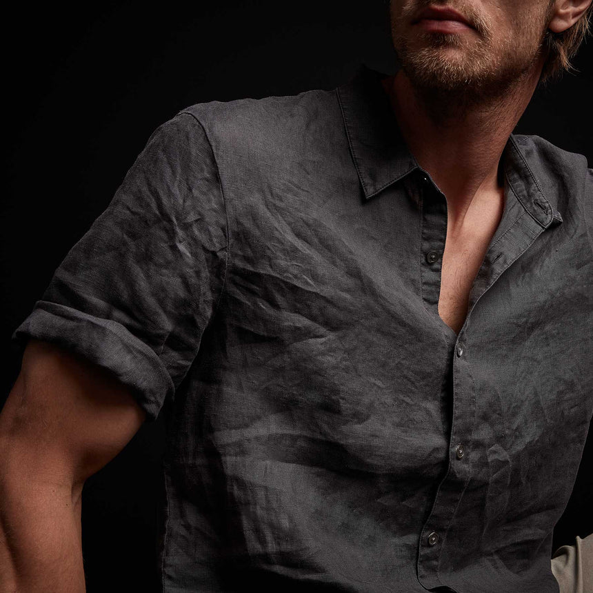 Rolled Sleeve Linen Shirt - Magma Pigment