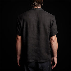Lightweight Linen Pullover Polo in Black | James Perse Los Angeles