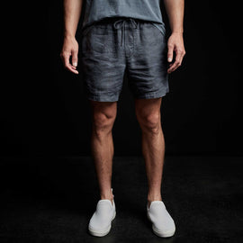 Lightweight Linen Short in Blue Oil | James Perse Los Angeles