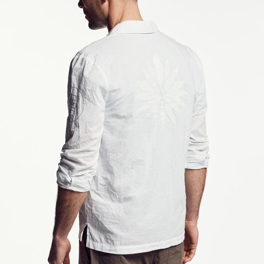Voile Embroidered Lotus Shirt In White | James Perse Los Angeles