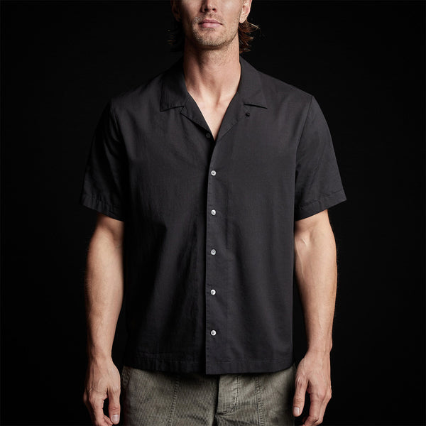 Double Layer Short Sleeve Shirt in Black/Silt | James Perse Los Angeles