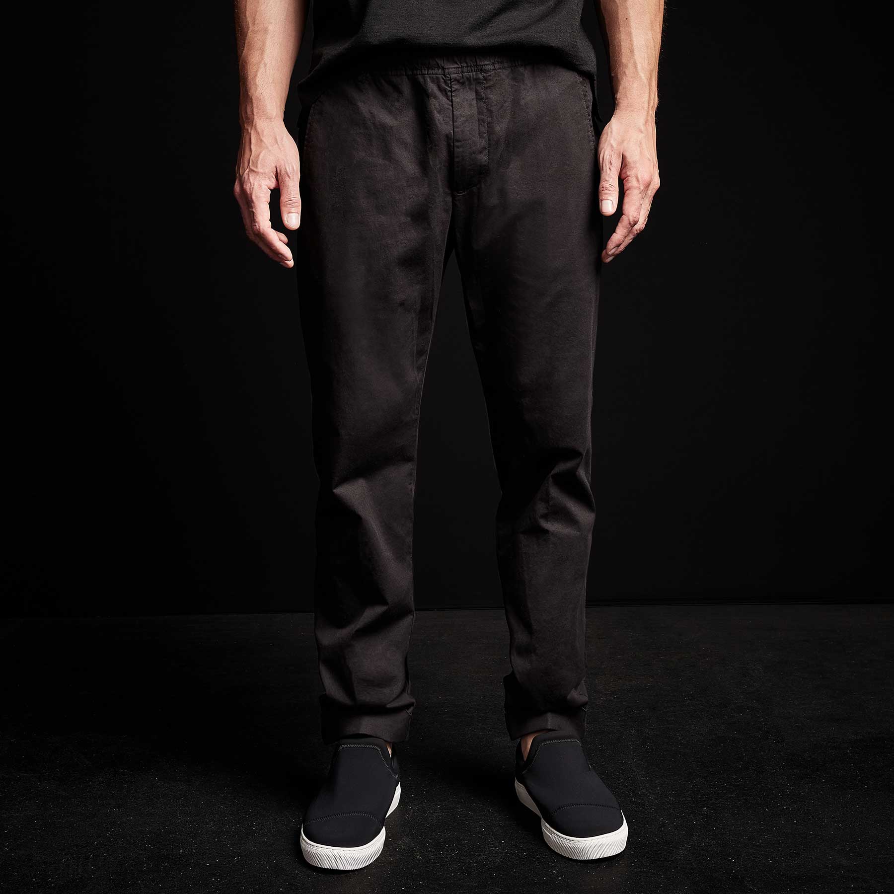 Cotton Linen Cuffed Trouser in Black | James Perse Los Angeles 