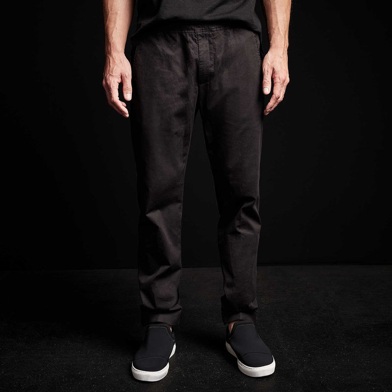 Cotton Linen Cuffed Trouser in Black | James Perse Los Angeles 