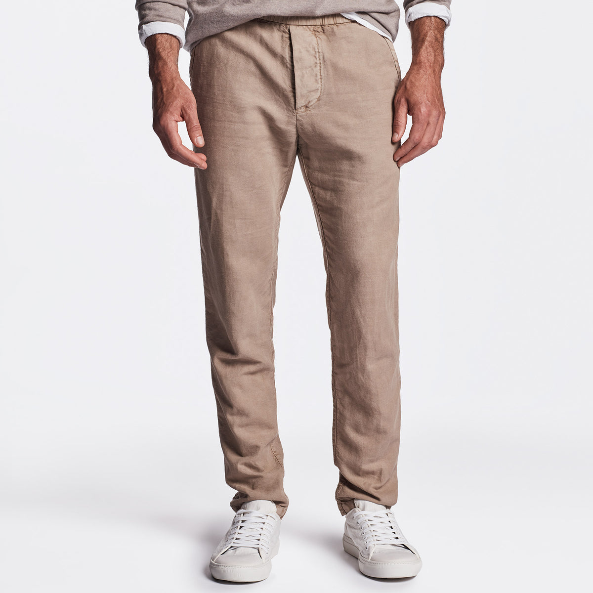Cotton Linen Canvas Work Pant in British Khaki Pigment | James Perse Los Angeles
