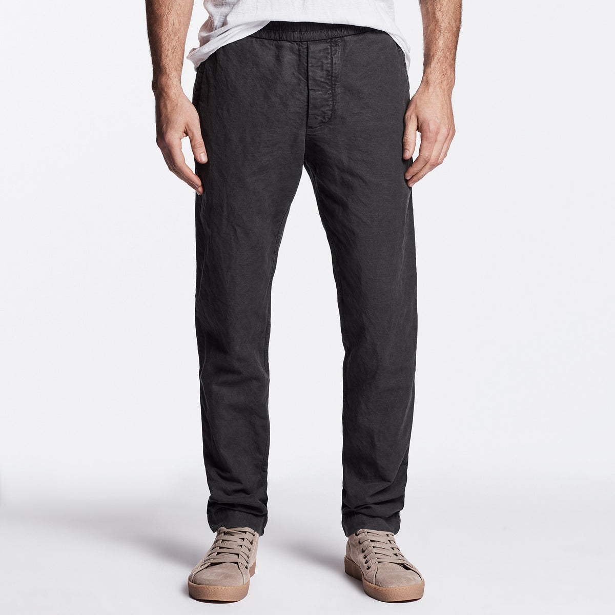 Cotton Linen Canvas Work Pant - Carbon Pigment | James Perse Los Angeles