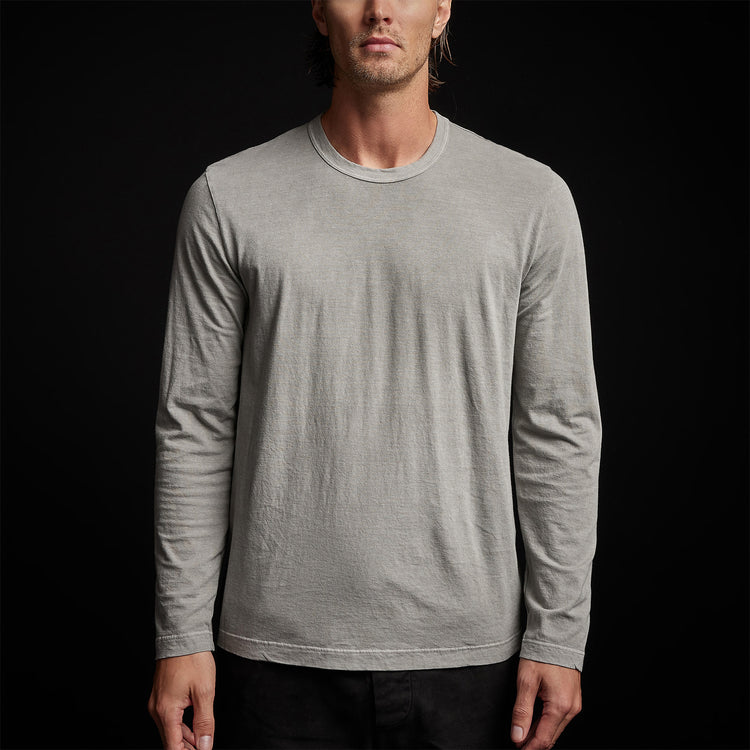 Long Sleeve Crew Neck in Concrete Pigment | James Perse Los Angeles