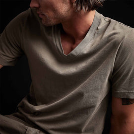 Short Sleeve V Neck in Ammo Pigment | James Perse Los Angeles 