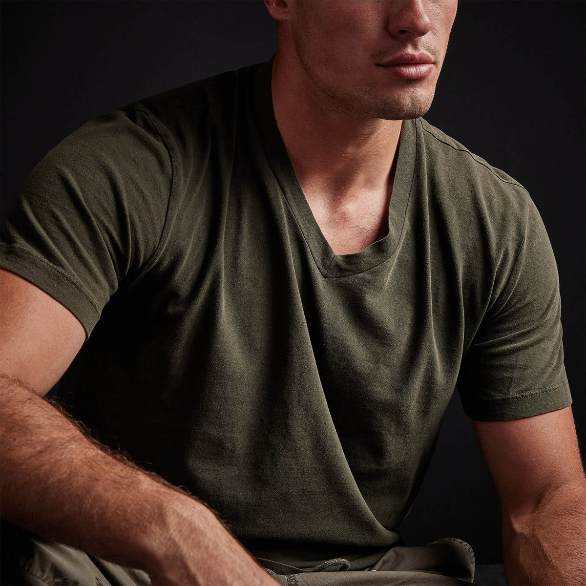 Short Sleeve V Neck in Tent Pigment | James Perse Los Angeles