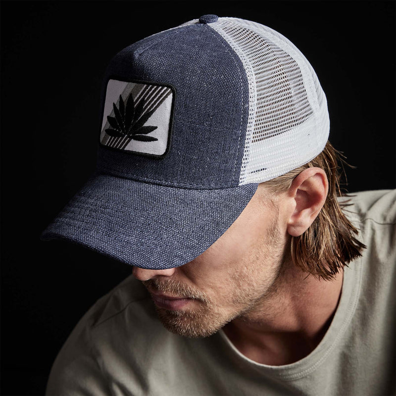 Agave Patch Linen Trucker Hat in Marine | James Perse Los Angeles
