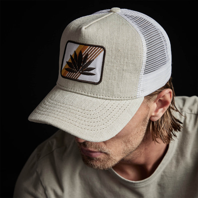 Agave Patch Linen Trucker Hat in Natural | James Perse Los Angeles