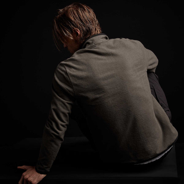Brushed Terry Funnel Neck Jacket - Bark | James Perse Los Angeles