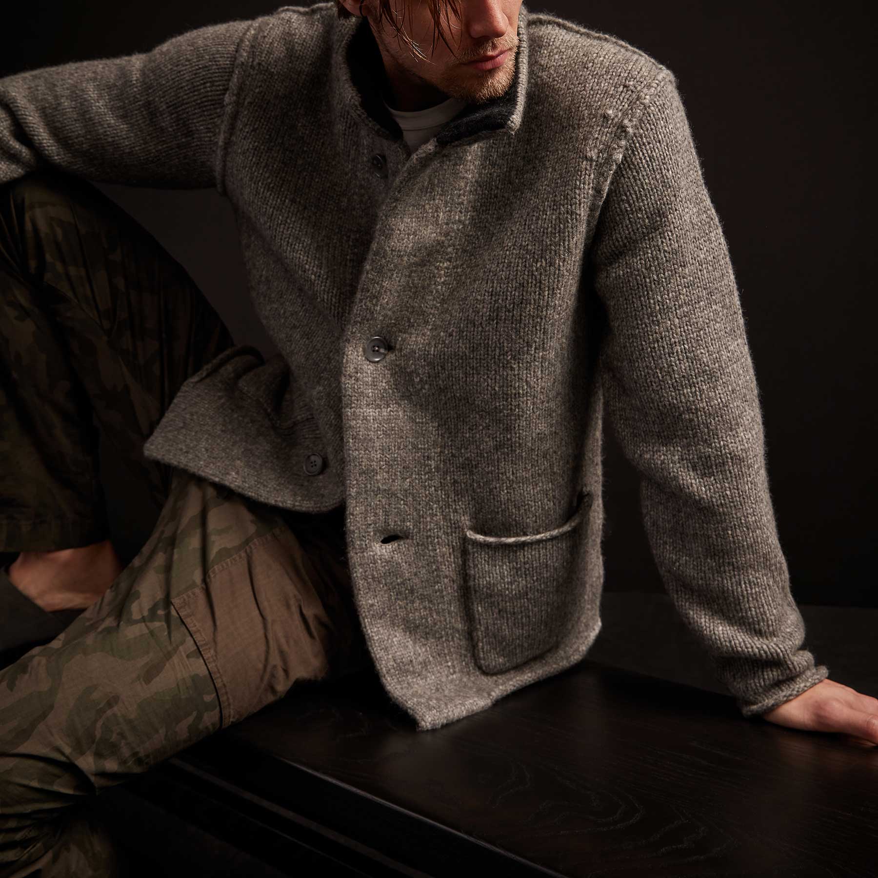 Wool Blend Button Up Cardigan - Heather Grey | James Perse Los Angeles