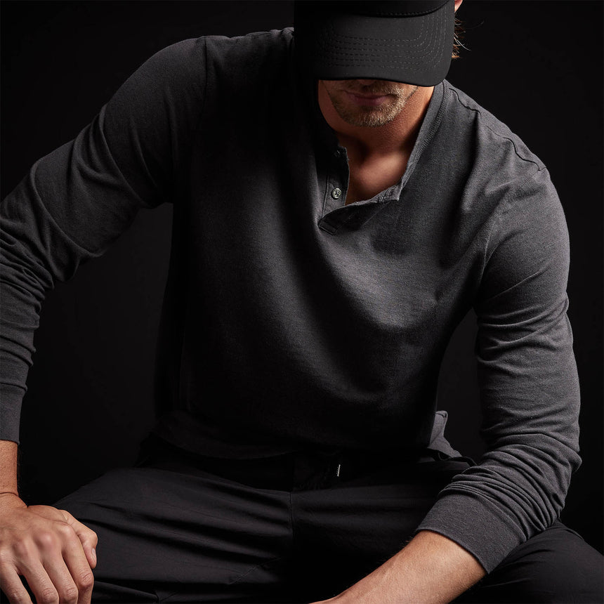 Soft Slub Jersey Long Sleeve Henley in Magma | James Perse Los Angeles 