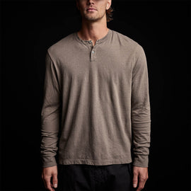 Soft Slub Jersey Long Sleeve Henley in River Rock | James Perse Los Angeles 