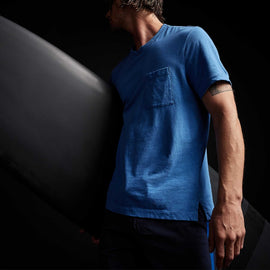Soft Slub Jersey Short Sleeve Pocket Tee in Electric Blue | James Perse Los Angeles 