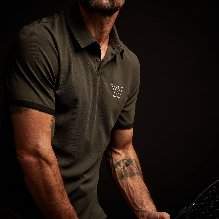 Y/OSEMITE Performance Pique Embroidered Polo - Dark Olive/Black | James Perse Los Angeles