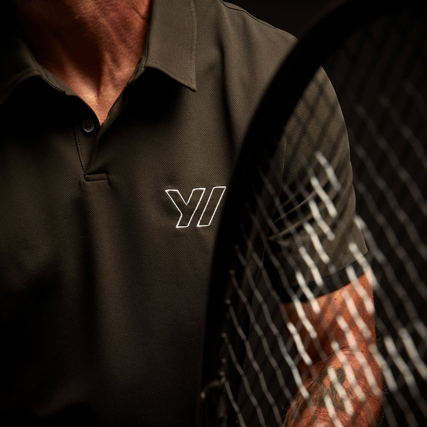 Y/OSEMITE Performance Pique Embroidered Polo - Dark Olive/Black | James Perse Los Angeles