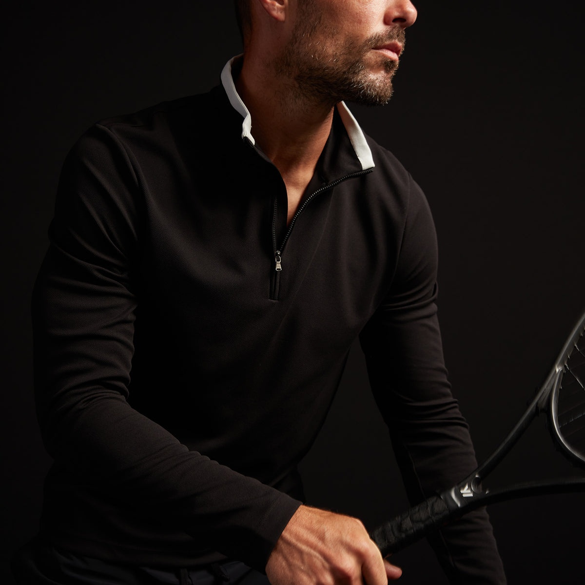Y/OSEMITE Performance Pique Zip Tee - Black/Ice | James Perse Los Angeles