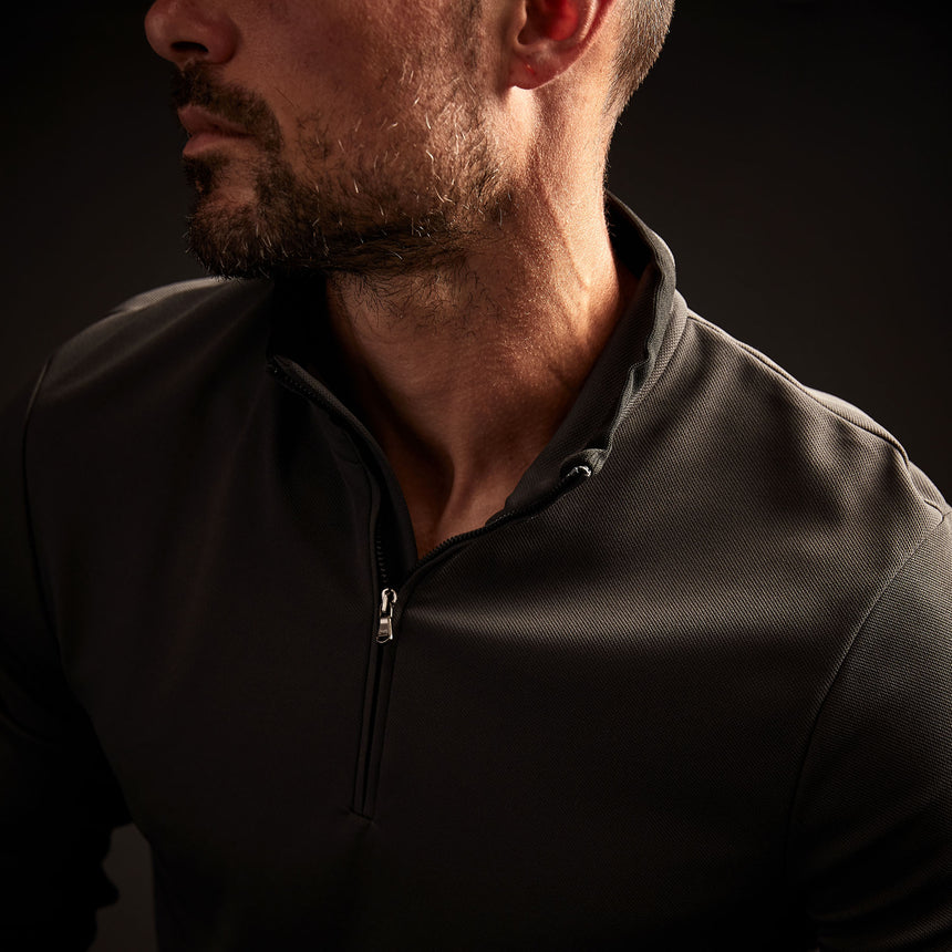 Y/OSEMITE Performance Pique Zip Tee - Slate/Black | James Perse Los Angeles