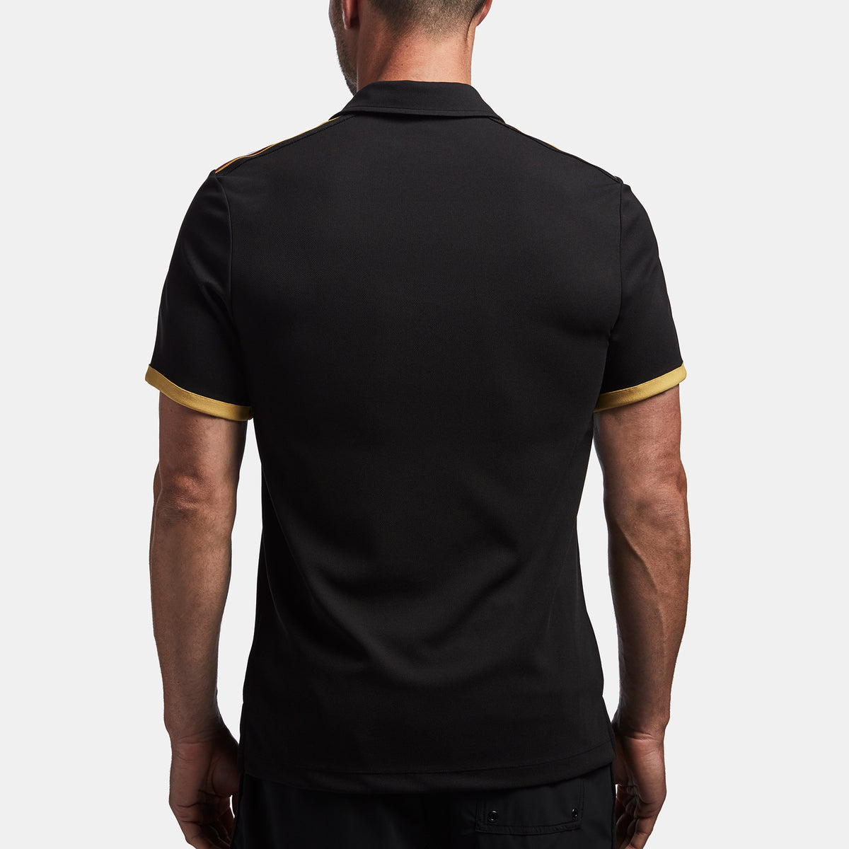 Y/OSEMITE Shoulder Stripe Performance Polo In Black | James Perse Los Angeles