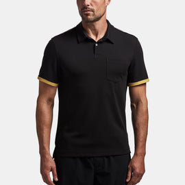 Y/OSEMITE Shoulder Stripe Performance Polo In Black | James Perse Los Angeles
