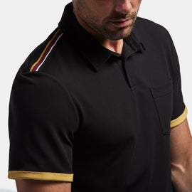 Y/OSEMITE Shoulder Stripe Performance Polo In Black | James Perse Los Angeles
