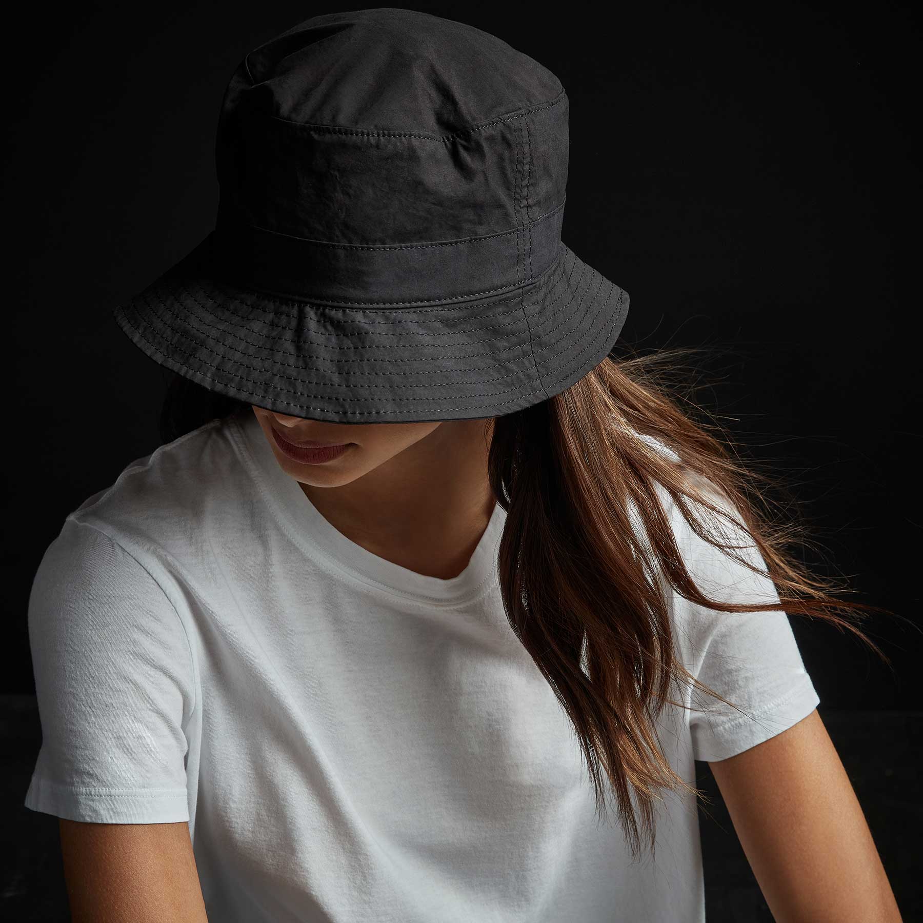 Parachute Poplin Bucket Hat - Black