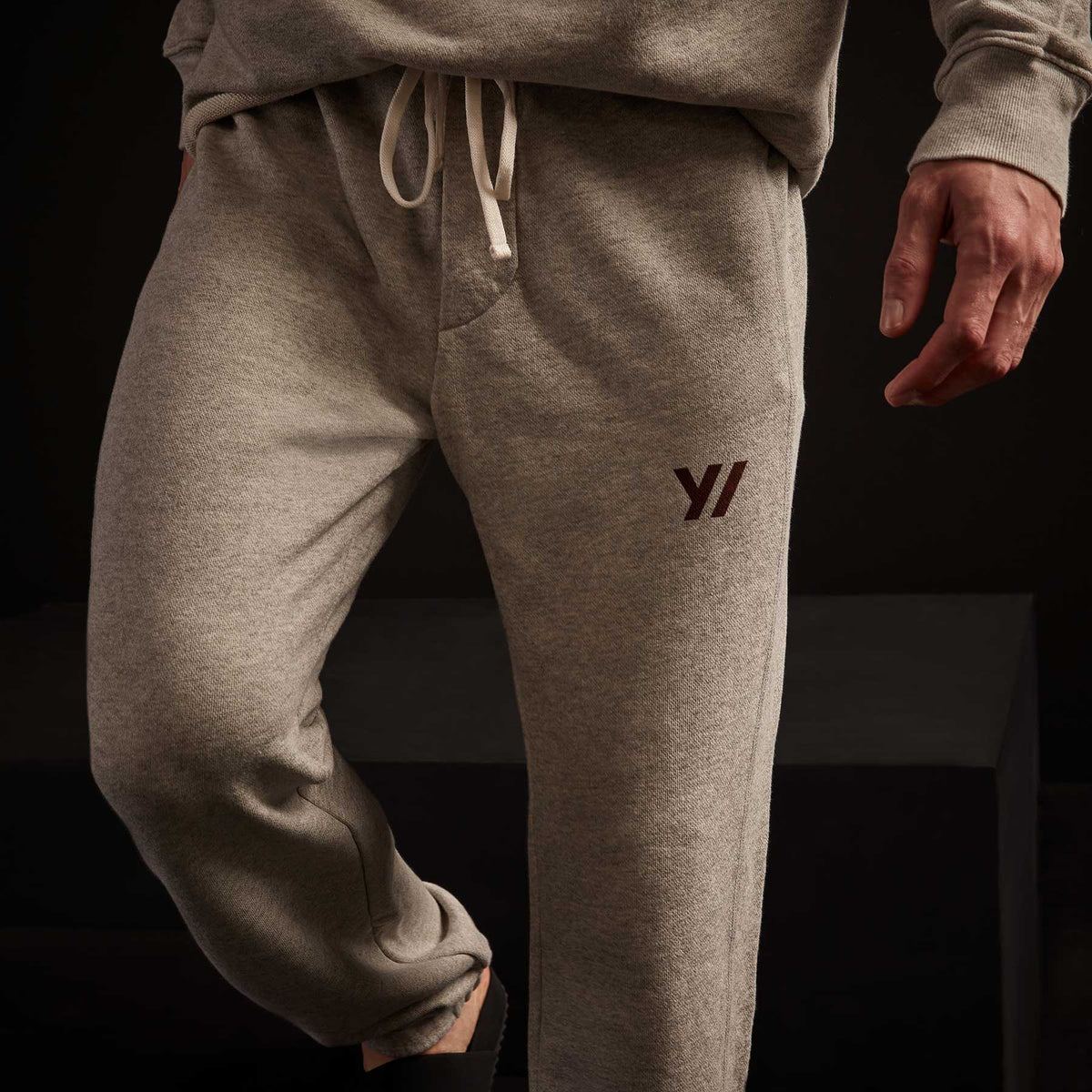 Classic French Terry Sweatpant - Heather Grey/Maroon | James Perse Los Angeles