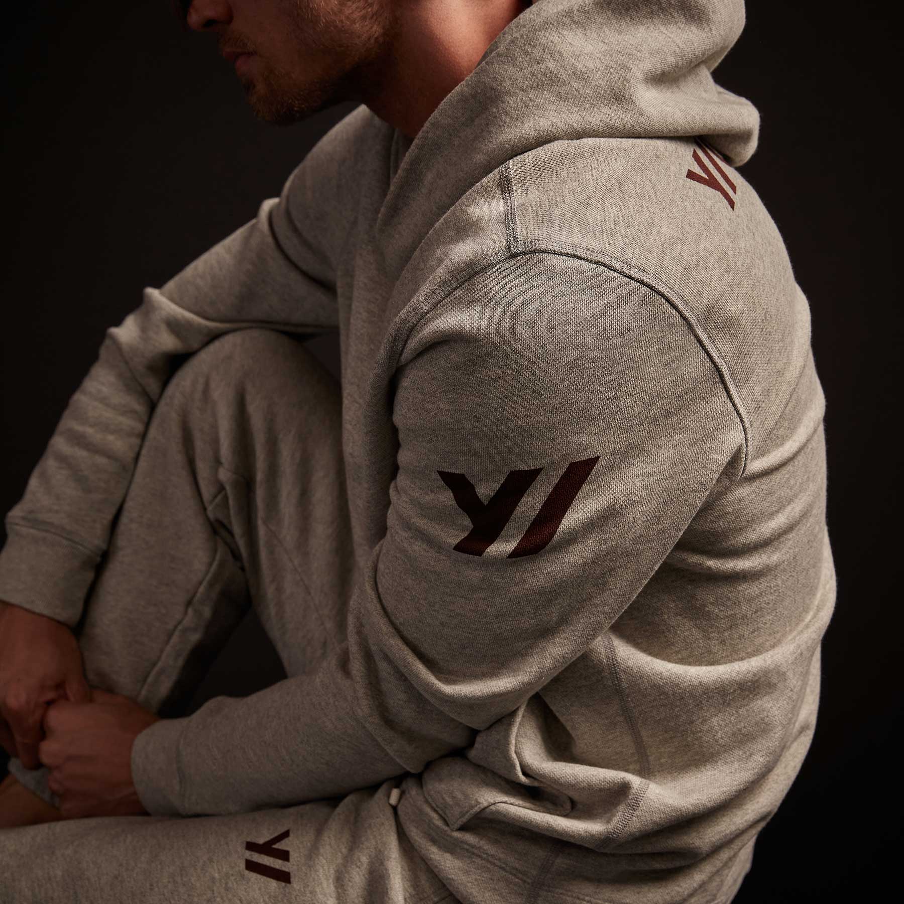 Classic French Terry Hoody - Heather Grey/Maroon | James Perse Los Angeles