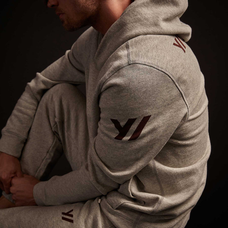 Classic French Terry Hoody - Heather Grey/Maroon | James Perse Los Angeles
