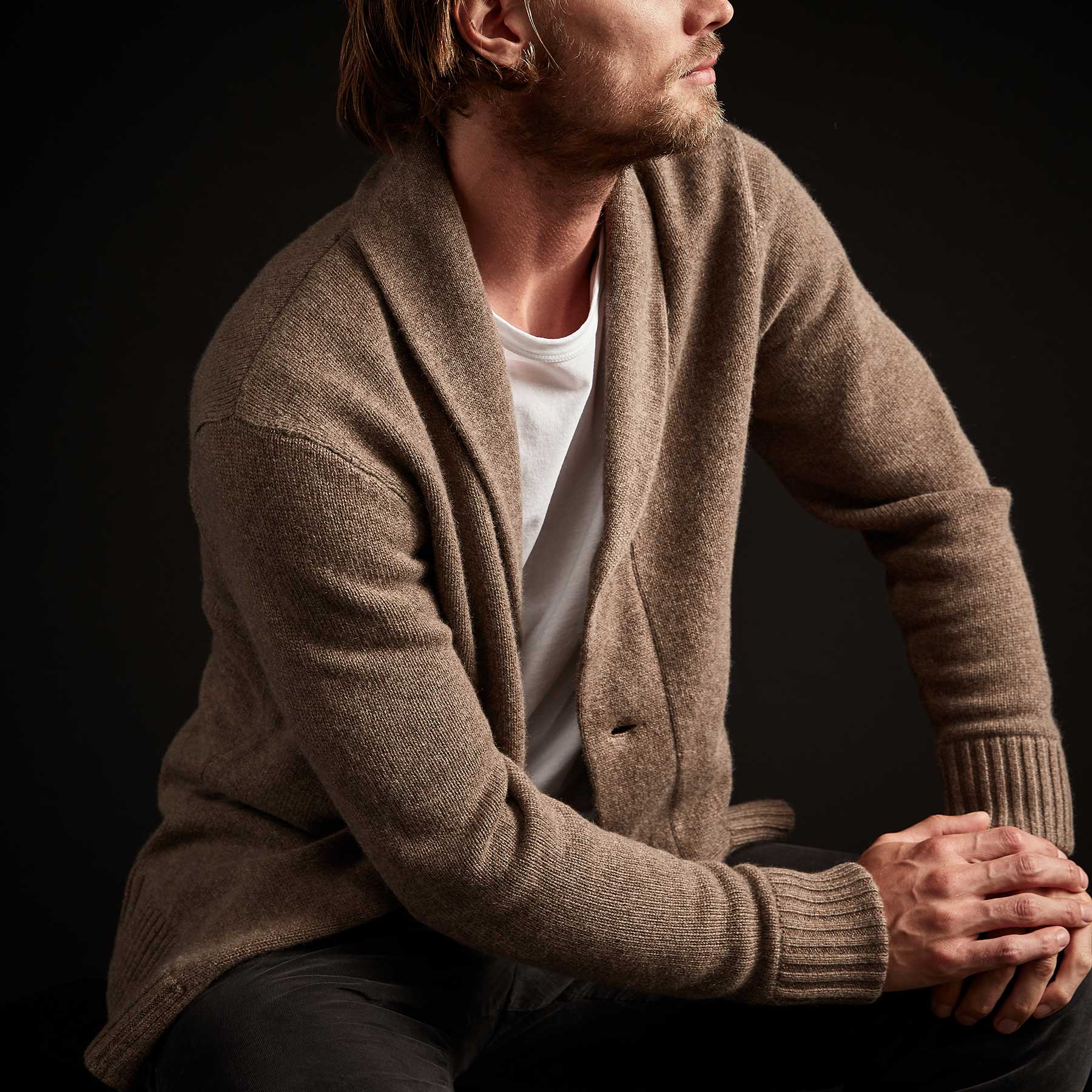 Shawl Collar Button Up Cardigan - Brown Stone | James Perse Los