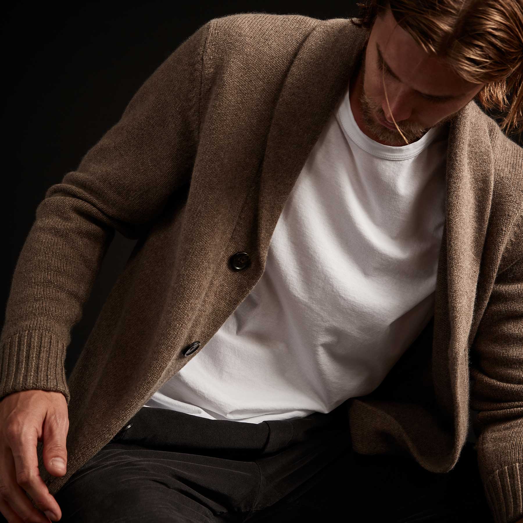 Shawl Collar Button Up Cardigan - Brown Stone | James Perse Los