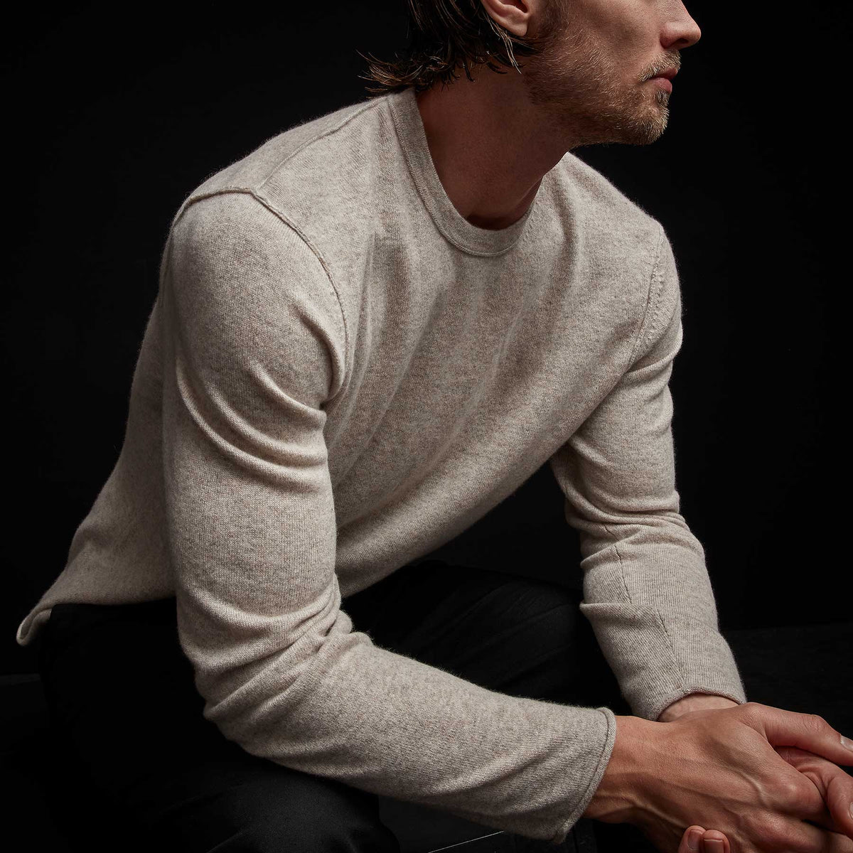 Recycled Cashmere Crew Neck Sweater in Stone | James Perse Los Angeles