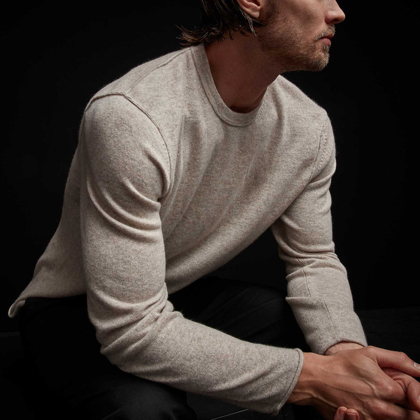 Recycled Cashmere Crew Neck Sweater in Stone | James Perse Los Angeles