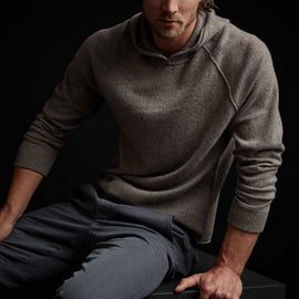 Recycled Cashmere Hooded Sweater in Cement | James Perse Los Angeles