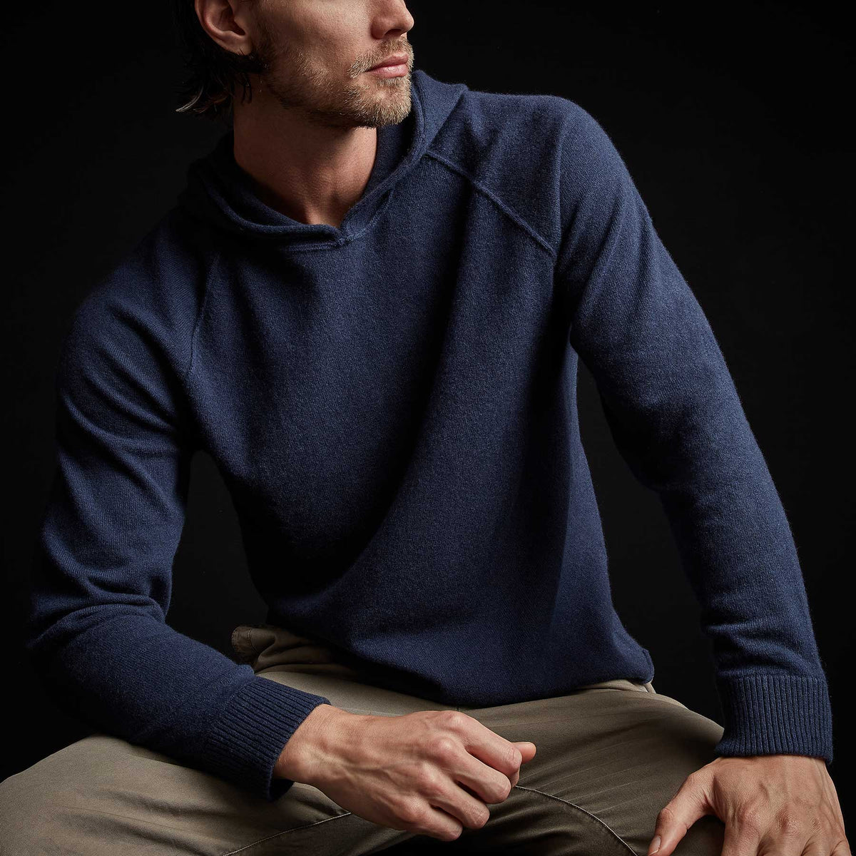 Recycled Cashmere Hooded Sweater in Prussian | James Perse Los Angeles