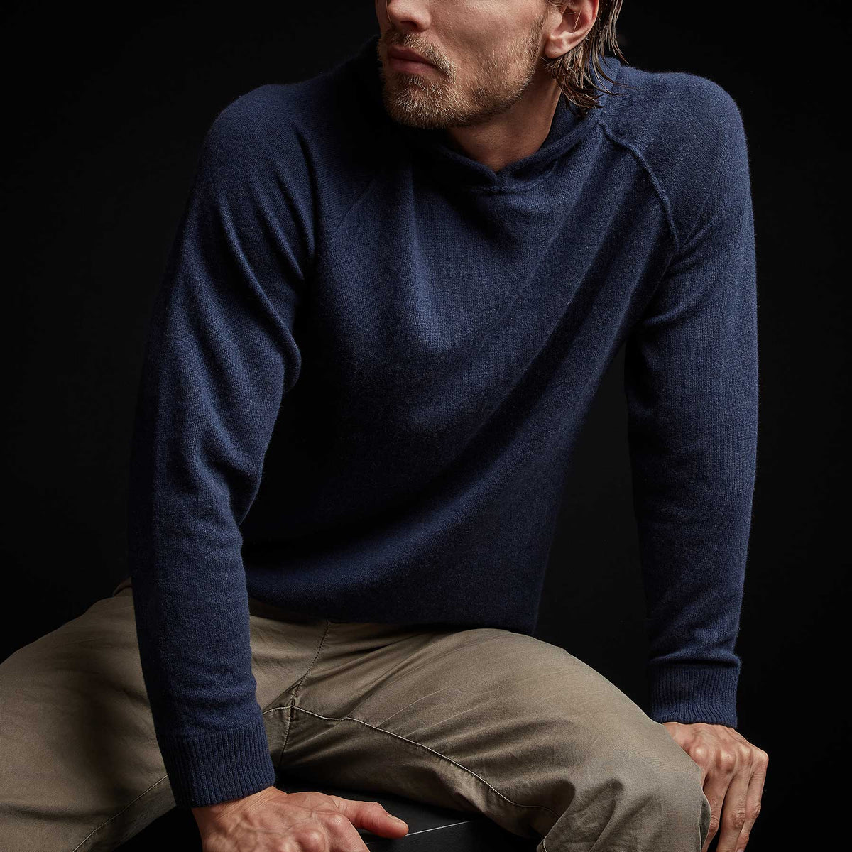 Recycled Cashmere Hooded Sweater in Prussian | James Perse Los Angeles