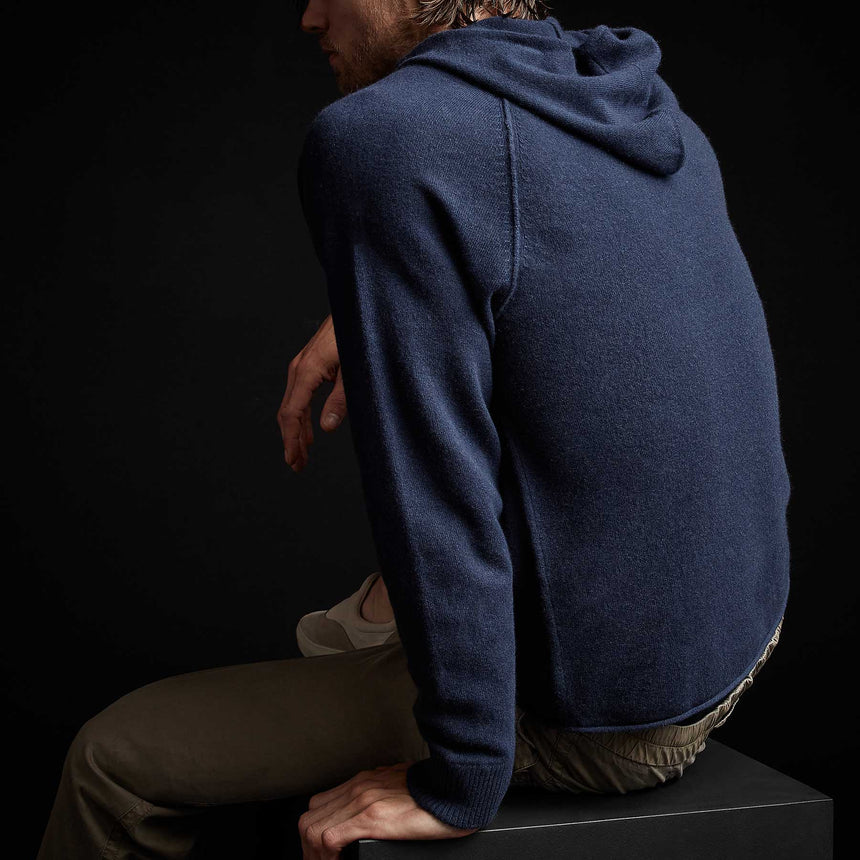Recycled Cashmere Hooded Sweater in Prussian | James Perse Los Angeles