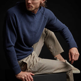 Recycled Cashmere Hooded Sweater in Prussian | James Perse Los Angeles