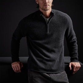 Cashmere Saddle Shldr Half Zip in Anthracite | James Perse Los Angeles