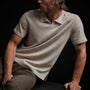 Recycled Cashmere Short Sleeve Polo in Stone | James Perse Los Angeles