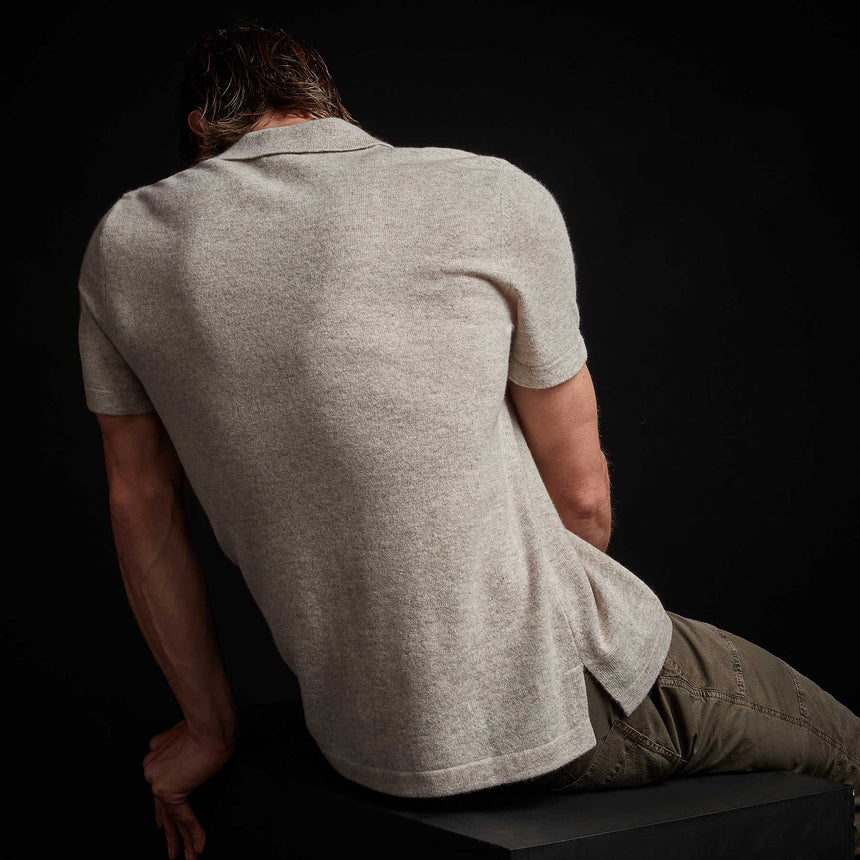 Recycled Cashmere Short Sleeve Polo in Stone | James Perse Los Angeles