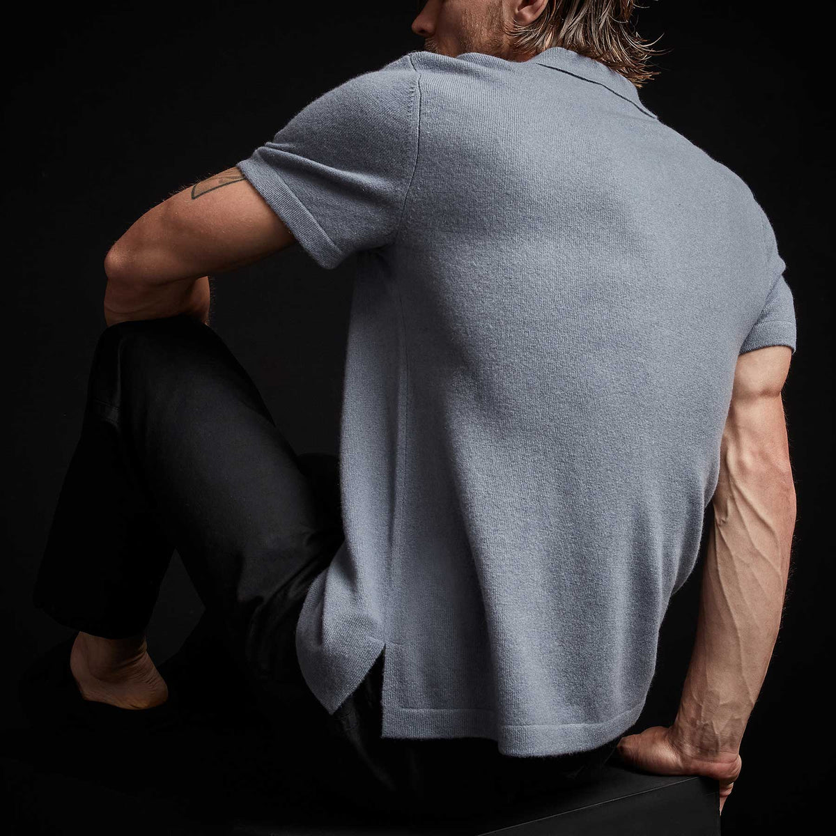 Recycled Cashmere Short Sleeve Polo in Storm | James Perse Los Angeles