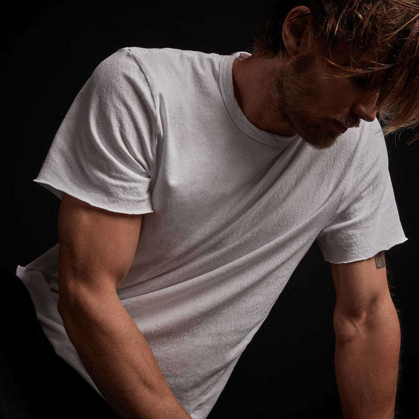 Recycled Brushed Jersey Crew Neck - White | James Perse Los Angeles