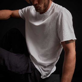Recycled Brushed Jersey Crew Neck - White | James Perse Los Angeles