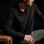 Recycled Brushed Jersey Henley in Black | James Perse Los Angeles 